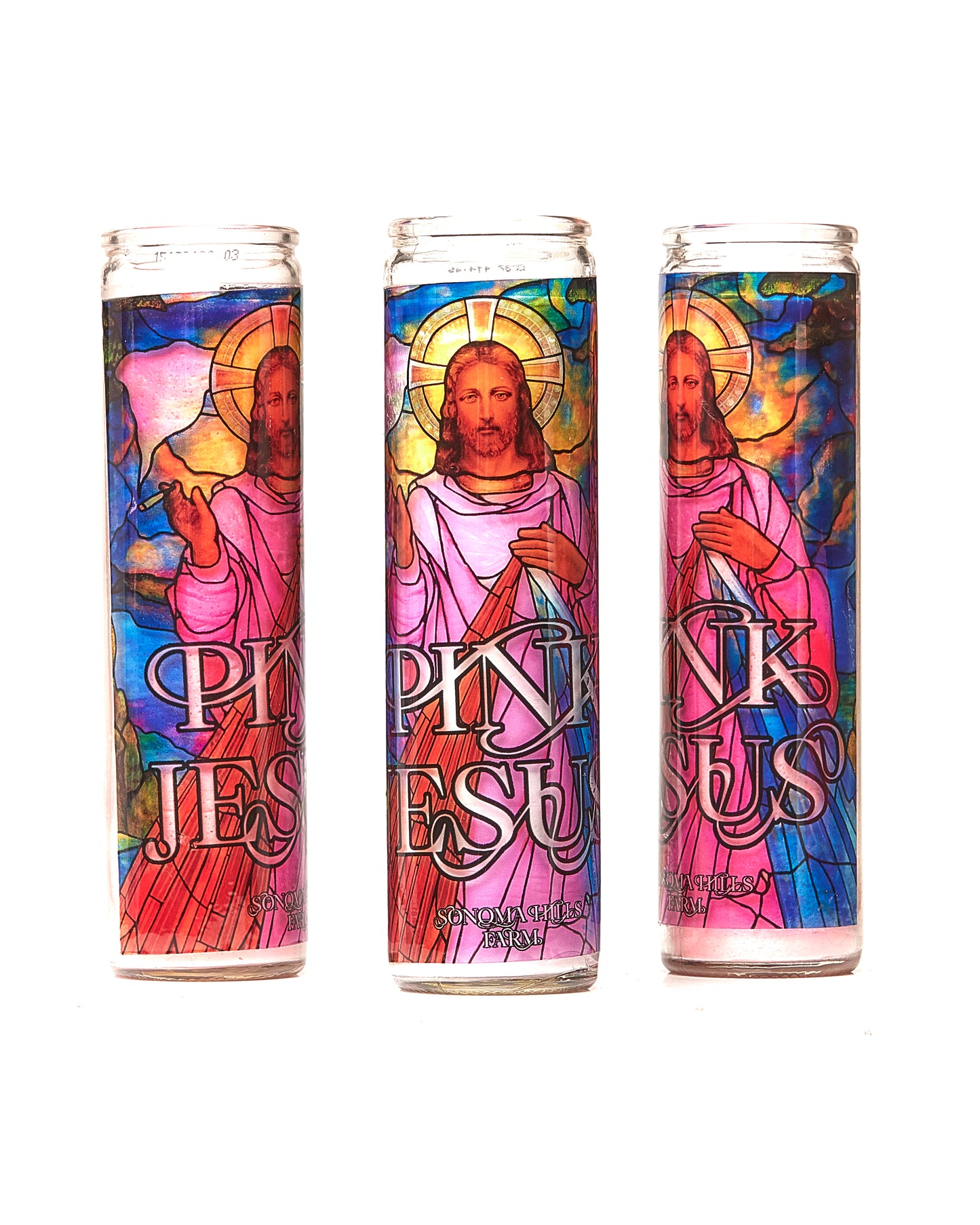 Pink Jesus Votive Candle